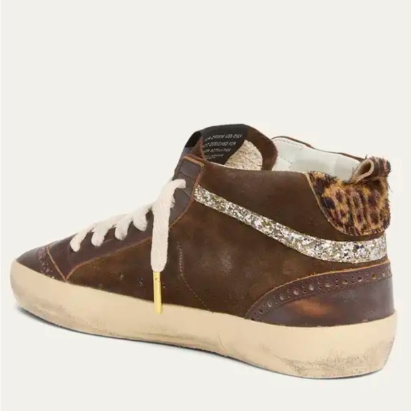 NEW GOLDEN GOOSE Midstar Mixed Leather Leopard Mid-Top Sneakers $645 SIZE 39 US9 - Picture 12 of 16